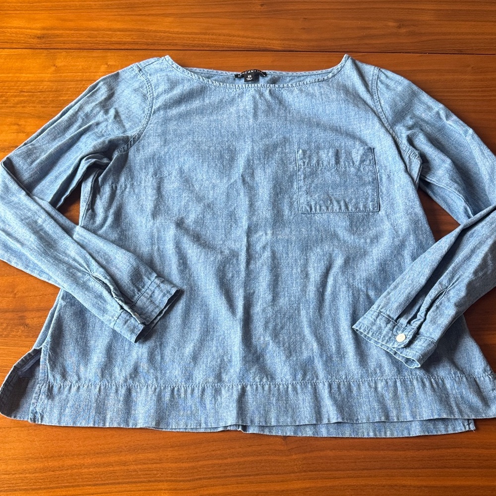 J. Crew Mercantile Light Blue Chambray Long-Sleeve Top XS